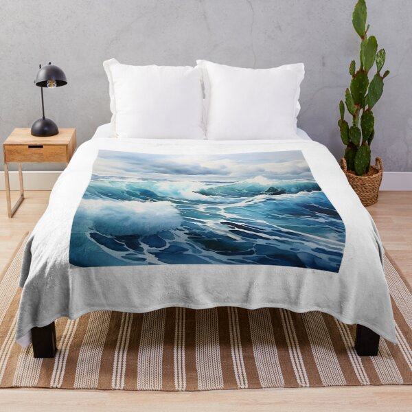 Item preview, Serene Watercolor Ocean Waves Illustration - 5 designed and sold by ShreyaaArts.