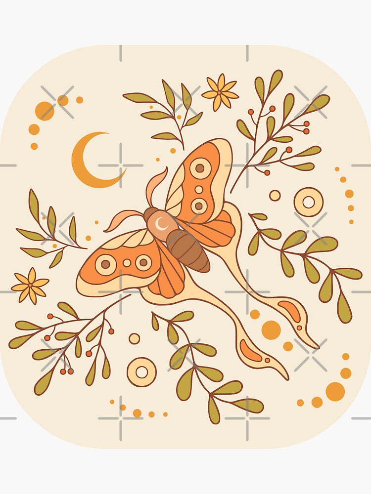 Magical Boho Moth Sticker