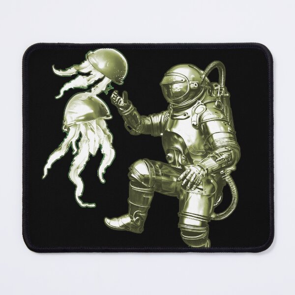 Aperçu de l'œuvre Astronaute Méduses Métallique Cyberpunk créée et vendue par Metallican.