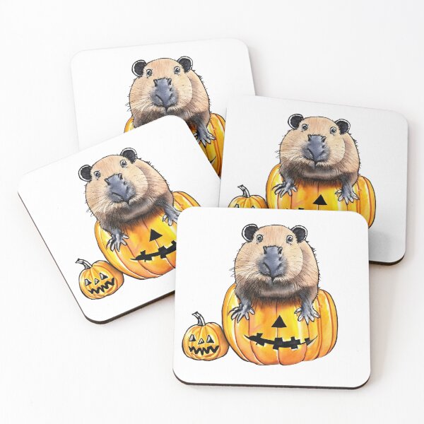 Item preview, Halloween cute capybara pumpkin drawing designed and sold by CuteCapybara.