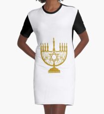 #Menorah, #sacred, #candelabrum, seven branches, #Temple, #Jerusalem,  #craftsman, #SevenBranches, #SacredCandelabrum Graphic T-Shirt Dress