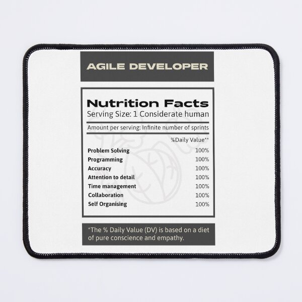 Item preview, Agile Developer Nutrition Facts designed and sold by Salma Satya & Co.