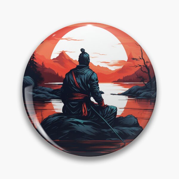 Item preview, Samurai meditating by the water Variation 1 designed and sold by Shufflezz.