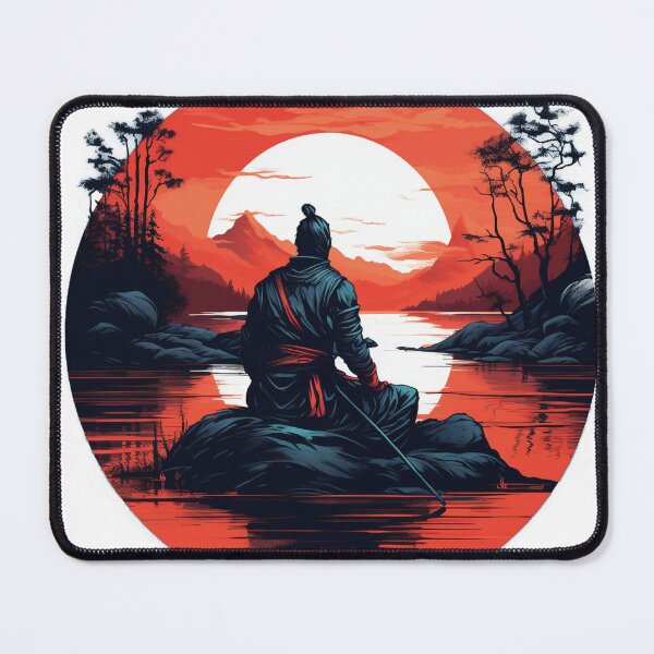 Item preview, Samurai meditating by the water Variation 1 designed and sold by Shufflezz.