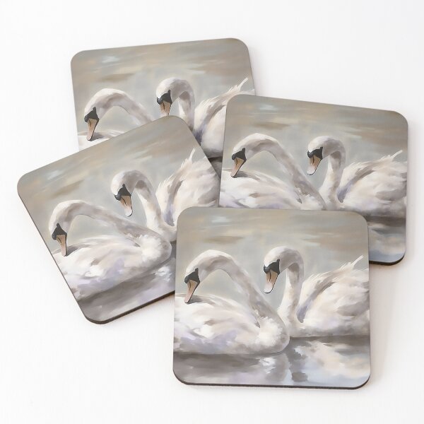 Item preview, Coquette aesthetic vintage painting of two swans designed and sold by Coquette Art.