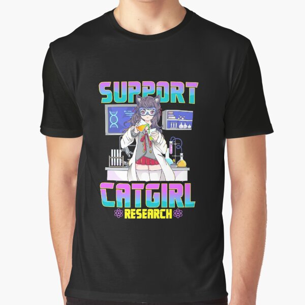  Support Catgirl Research Cute Anime Cat Girl Waifu Meme Neko  T-Shirt : Clothing, Shoes & Jewelry