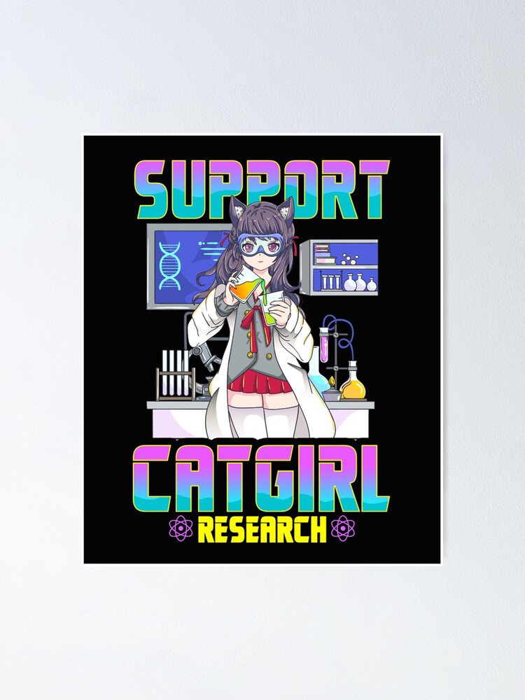  Support Catgirl Research Cute Anime Cat Girl Waifu Meme Neko  T-Shirt : Clothing, Shoes & Jewelry