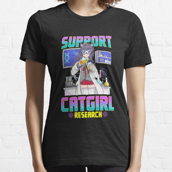  Support Catgirl Research Cute Anime Cat Girl Waifu Meme Neko  T-Shirt : Clothing, Shoes & Jewelry