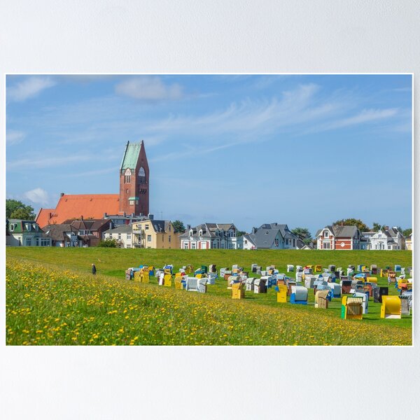 Item preview, Beach chairs on Grünstrand and Garrison Church in Cuxhaven-Grimmershörn designed and sold by Torsten  Krüger.