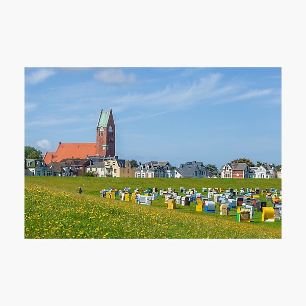 Item preview, Beach chairs on Grünstrand and Garrison Church in Cuxhaven-Grimmershörn designed and sold by Torsten  Krüger.