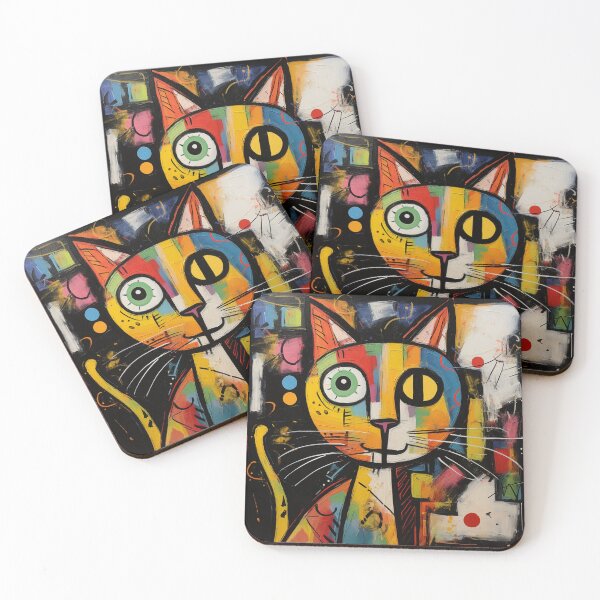 Artikelvorschau, Happy Gatto abstrakte Farben entworfen und verkauft von patternshoprad.