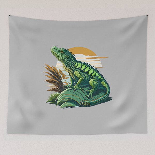 Item preview, Green iguana in a tropical forest designed and sold by davidbomel-Art.