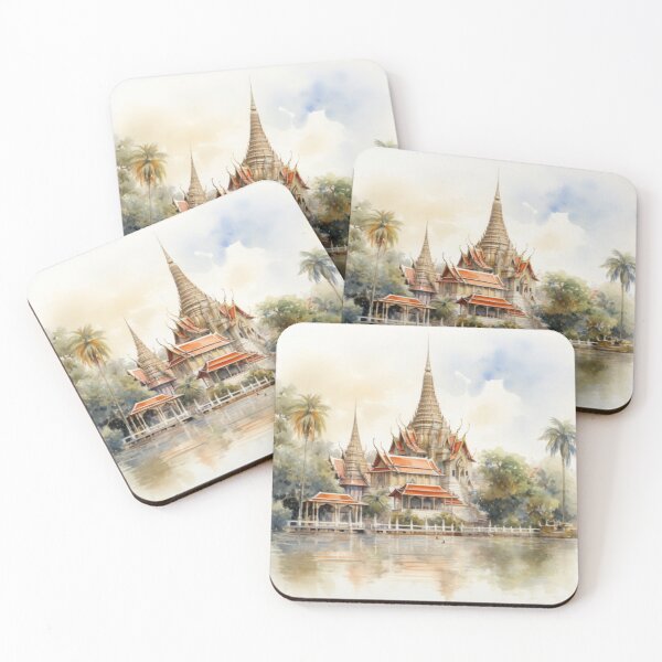 Item preview, Thai beautiful Temple water colour hand draw designed and sold by Superann8.