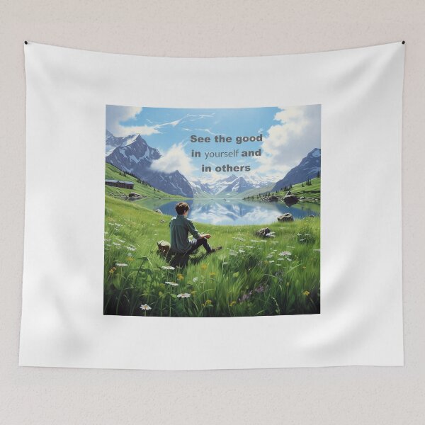 Item preview, mountain drawing lake man lonely  designed and sold by Amser77.