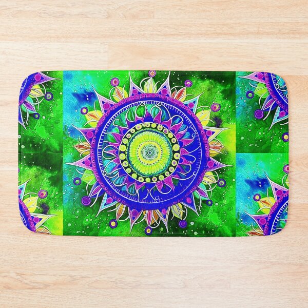 Item preview, Purple and green Flower Mandala with rainbow colors designed and sold by Earth Nature Creations.