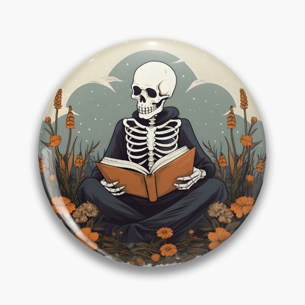 Item preview, Enchanted Skeleton Immersed in the Joy of Reading - Reading Cartoon Characters designed and sold by Ordinary Life Works.