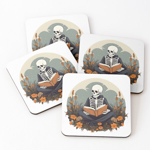 Item preview, Enchanted Skeleton Immersed in the Joy of Reading - Reading Cartoon Characters designed and sold by Ordinary Life Works.