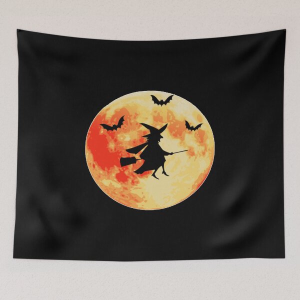 Item preview, Witch Flying On A Broom Full Moon Behind With Bat designed and sold by franktact.