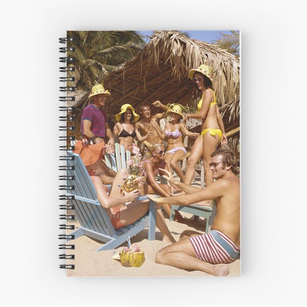 Item preview, Hilton Acapulco Mexico in the 1960s, Couples enjoying pineapple drinks at the beach bar. designed and sold by aladdincolor.