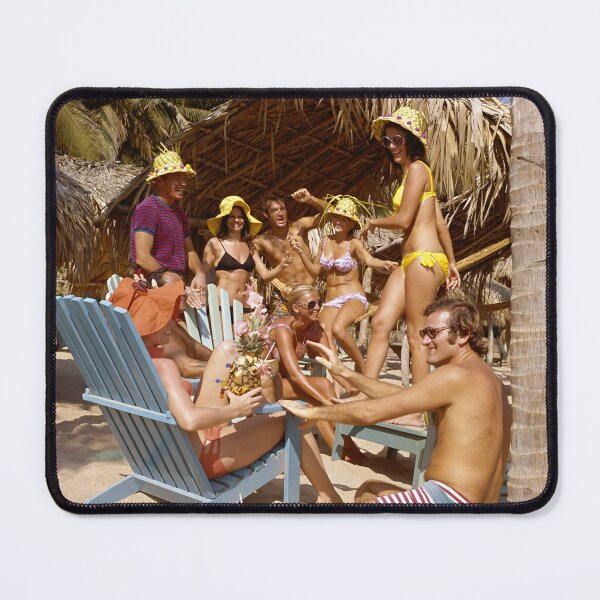 Item preview, Hilton Acapulco Mexico in the 1960s, Couples enjoying pineapple drinks at the beach bar. designed and sold by aladdincolor.