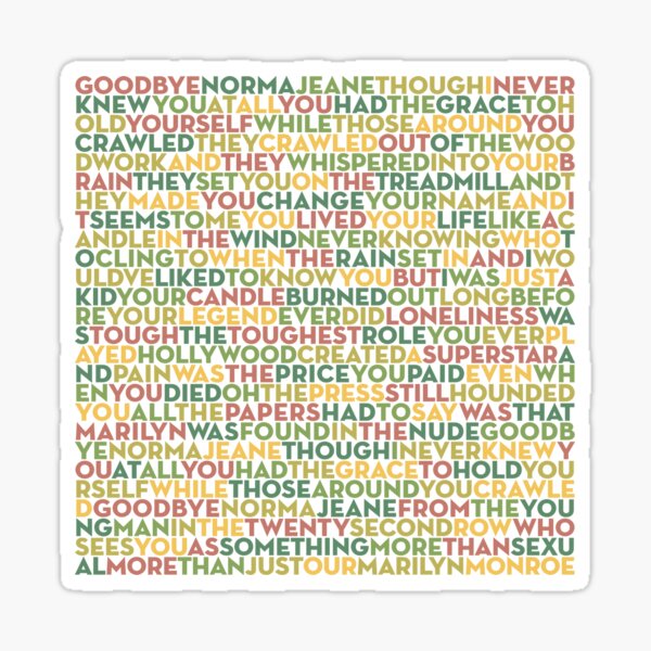 Elton John Lyrics Stickers for Sale