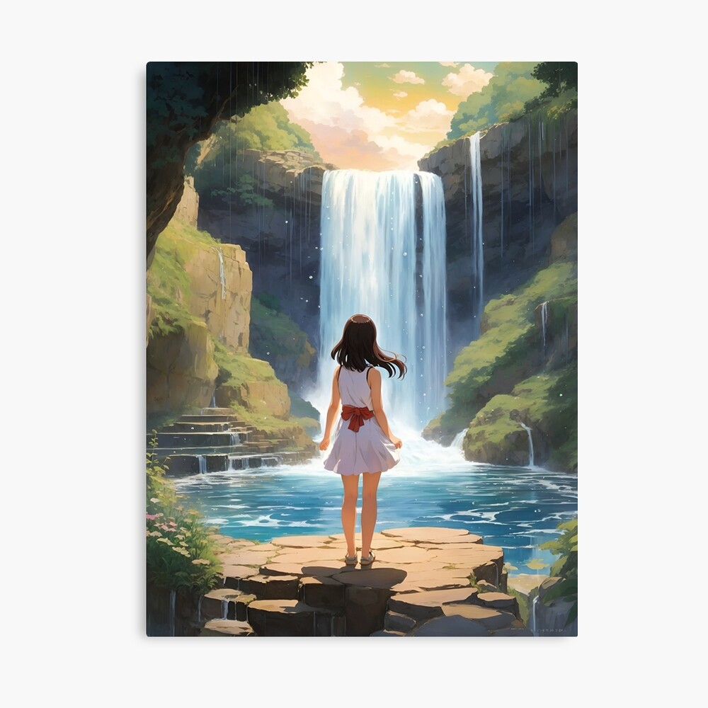 Majestic Waterfall Anime Drawing