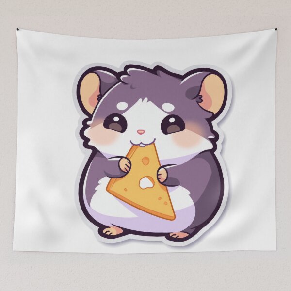 Item preview, Cheese Bliss: Adorable Hamster's Delightful Munch Moment designed and sold by PaintbrushPlace.