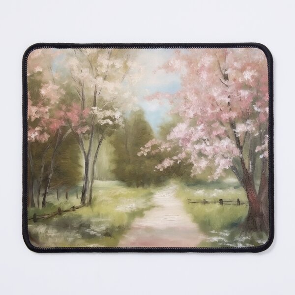 Item preview, Coquette aesthetic vintage painting of a nature paysage with cherry blossoms designed and sold by Coquette Art.