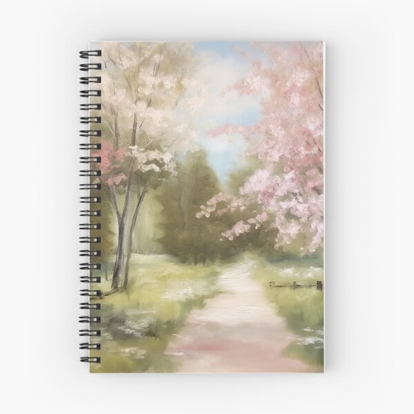 Item preview, Coquette aesthetic vintage painting of a nature paysage with cherry blossoms designed and sold by Coquette Art.