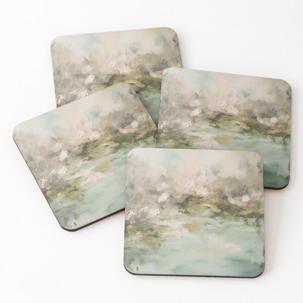 Item preview, Coquette aesthetic vintage painting of a lake with flowers designed and sold by Coquette Art.