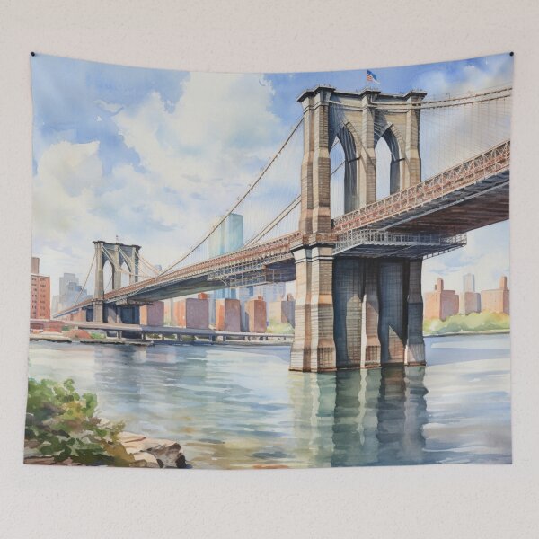 Item preview, A Watercolor Design of the Brooklyn Bridge - New York - US designed and sold by Sketch-Shack.