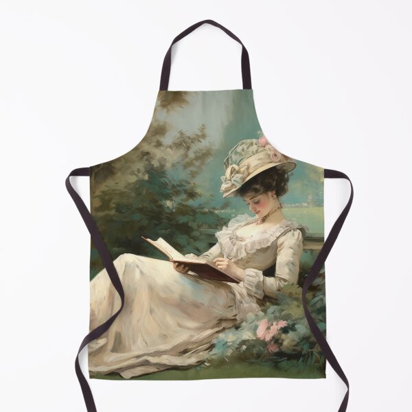 Item preview, Coquette aesthetic vintage painting of a woman reading in nature designed and sold by Coquette Art.