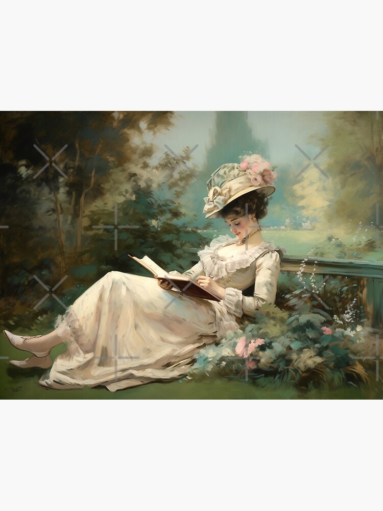 Coquette aesthetic vintage painting of a languid woman | Poster