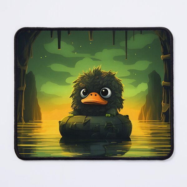Item preview, the tiny black duck hiding in a mud tube designed and sold by ArtisimoStudio.