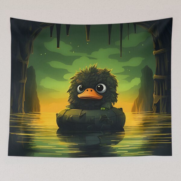 Item preview, the tiny black duck hiding in a mud tube designed and sold by ArtisimoStudio.