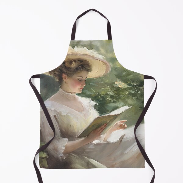 Item preview, Coquette aesthetic vintage painting of a woman reading in nature designed and sold by Coquette Art.