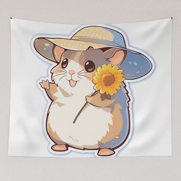 Item preview, Sunflower Glee: Hamster's Day Out in a Tiny Cap designed and sold by PaintbrushPlace.