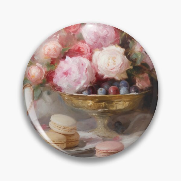 Item preview, Coquette aesthetic vintage painting of a nature morte with macaroons designed and sold by Coquette Art.