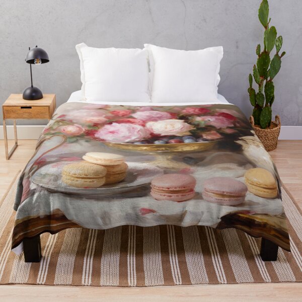 Item preview, Coquette aesthetic vintage painting of a nature morte with macaroons designed and sold by Coquette Art.