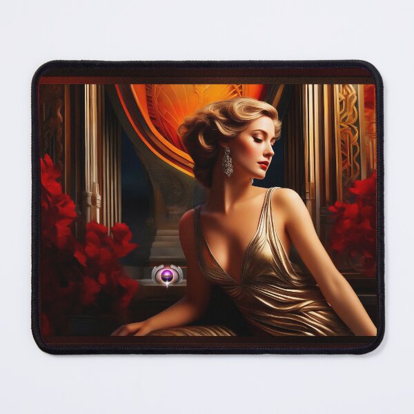 Item preview, Art Deco Romantic Glamour Beautiful AI Concept Art Portrait by Xzendor7 designed and sold by Xzendor7 Digital Art Creations.