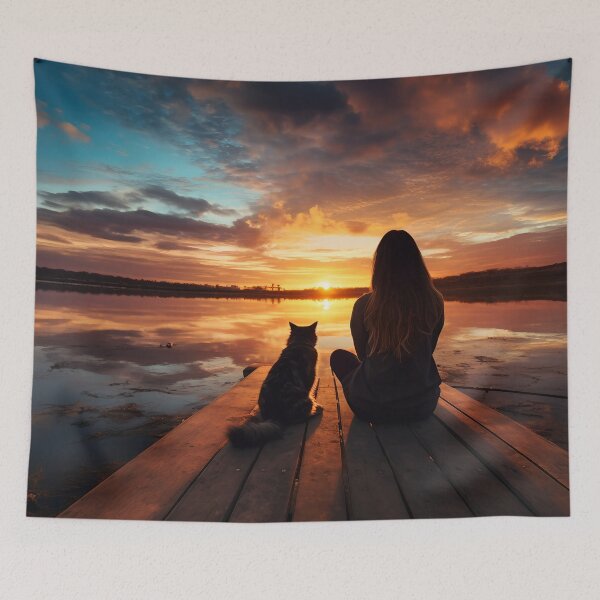Item preview, Watching sunset with kitty 2 designed and sold by Red Witch Art.