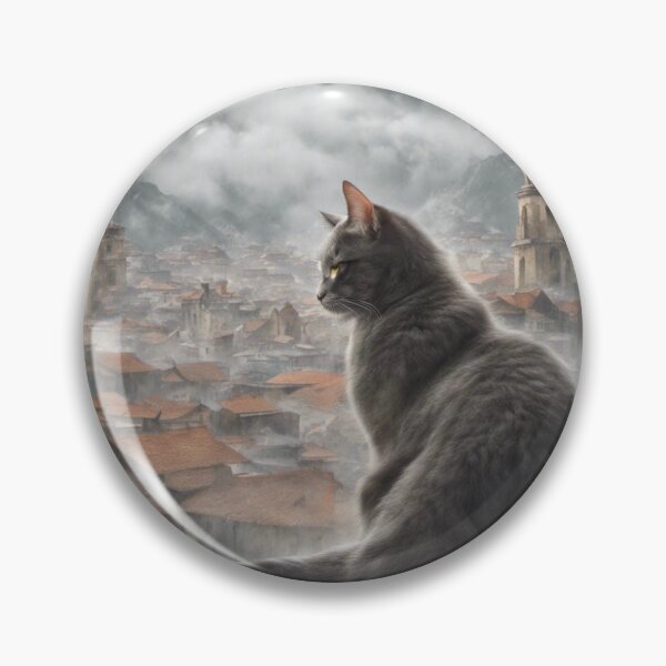 Artikelvorschau, Katze schaut in einem wilden Sturm über die Innenstadt entworfen und verkauft von cesavision.