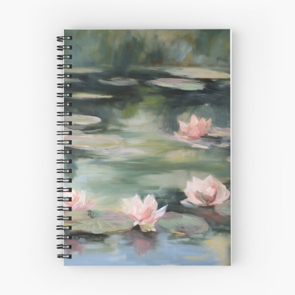 Item preview, Coquette aesthetic vintage painting of a lake with water lilies designed and sold by Coquette Art.