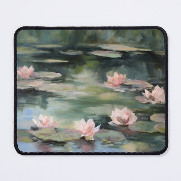 Item preview, Coquette aesthetic vintage painting of a lake with water lilies designed and sold by Coquette Art.