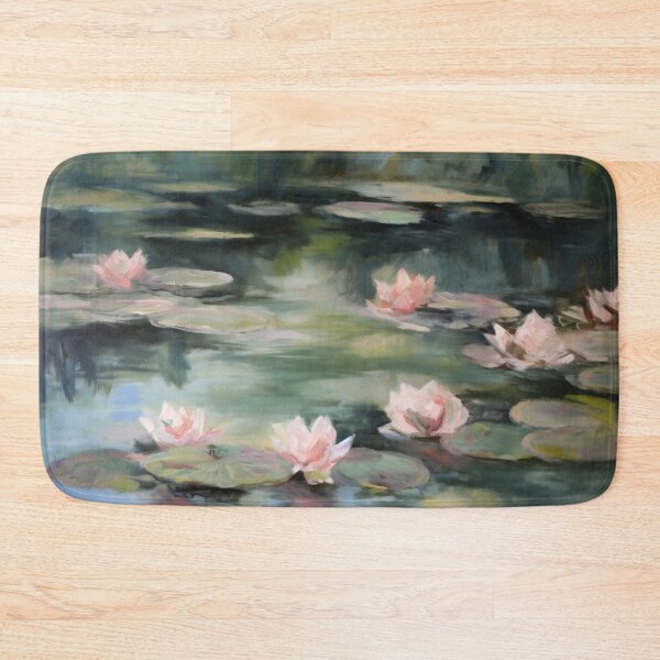 Item preview, Coquette aesthetic vintage painting of a lake with water lilies designed and sold by Coquette Art.