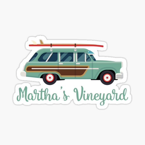 Martha's Vineyard Retro Beach Surf Wagon Sticker