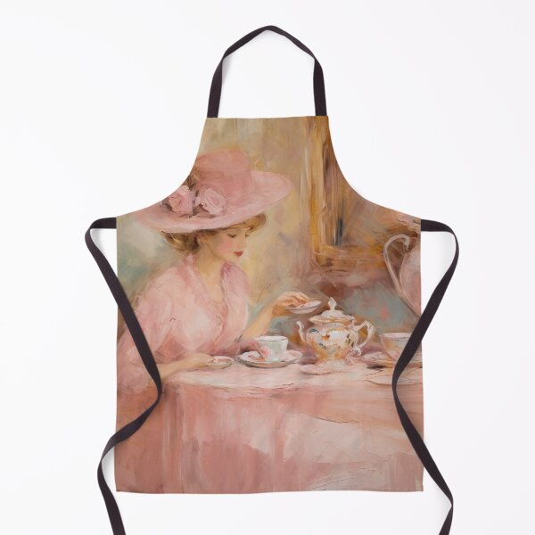Item preview, Coquette aesthetic vintage painting of a woman having tea designed and sold by Coquette Art.