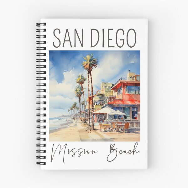 Artikelvorschau, Ein Aquarelldesign des Mission Beach in San Diego – Kalifornien – USA entworfen und verkauft von Sketch-Shack.
