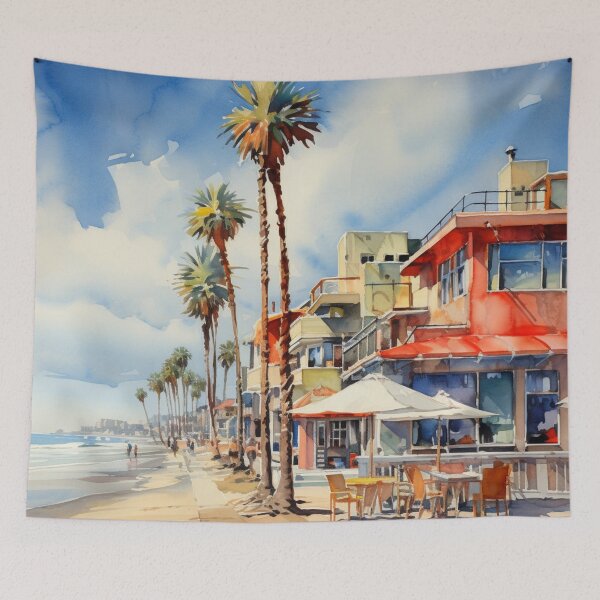 Item preview, A Watercolor Design of the Mission Beach in San Diego - California - US designed and sold by Sketch-Shack.