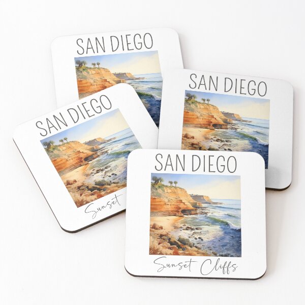 Item preview, A Watercolor Design of the Sunset Cliffs in San Diego - California - US designed and sold by Sketch-Shack.
